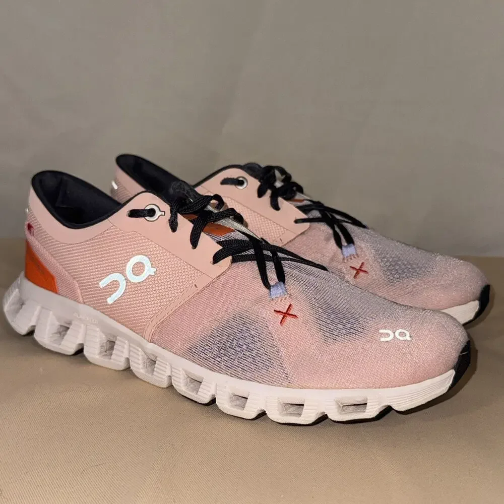 On Running Cloud X 3 Women’s 8.5 Pink Black Orange CloudTec Training Shoes